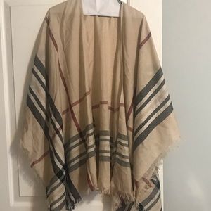 DSW Burberry dupe shawl with sleeves for arms